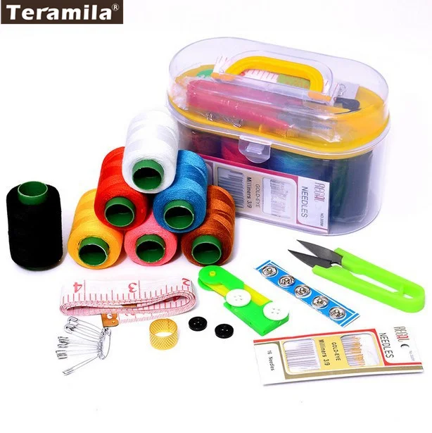 

Teramila Sewing Kits Needle Thread Scissor Ruler Tool Sets 46pcs/set Handsewing Must Have Storage Box