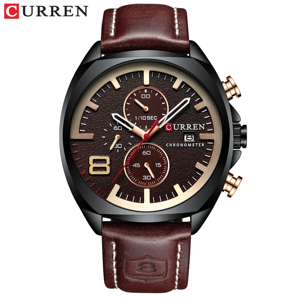 2019 New CURREN Luxury Top Brand Men Military Sport Watches Men\'s Quartz Clock Leather Waterproof Date Wristwatch Reloj Hombre