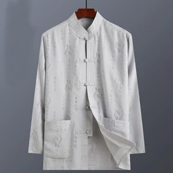 High Quality 4XL Chinese Traditional Men's Cotton Linen Mandarin Collar Tang Suit Clothing New Arrival Male Kung Fu Jacket Coat