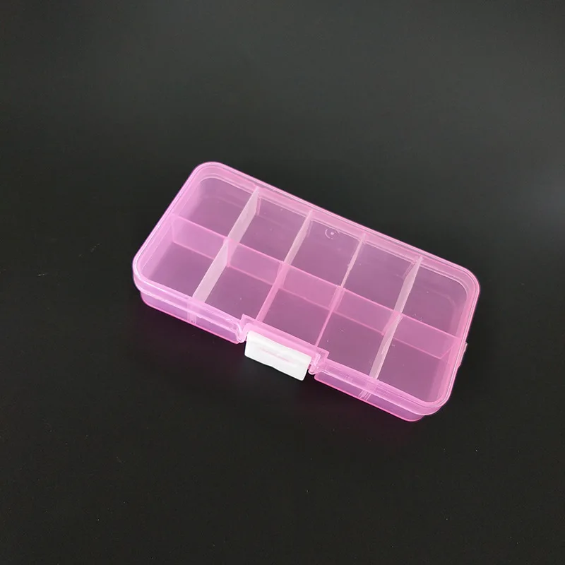 Wholesale Hot Sale Colorful 10 Compartments Jewelry Beads Container Storage boxes 10 Grids Plastic Box W9134