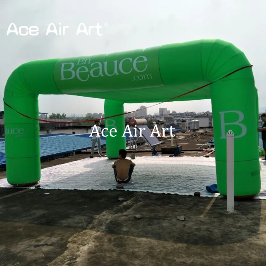 Equipo de exhibición verde de 3m H, refugio inflable ACE TUNNEL, tienda de campaña, cubierta de coche, refugio para exposición con 4 patas para Francia