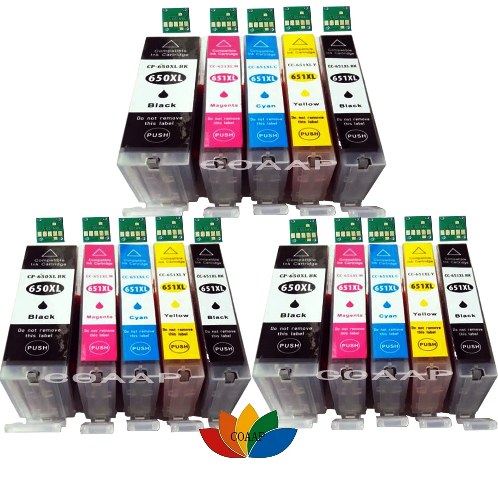 15x Compatible Ink Cartridge PGI 650 XL CLI 651 for Canon Pixma IP7260 MX926 MG5460 MX920 MG7160 MG6540