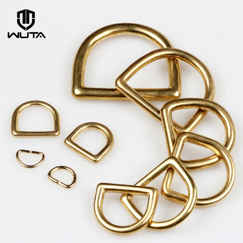 WUTA Solid Brass Cast Rigging Dee Ring Saddle Dog Collar Strap Harness Dees DIY Bag luggage hardware Leather Accessories 2/10pcs