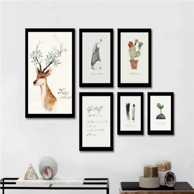 

Northern European style milu deer forest wallpaper decorative painting hanging paintings