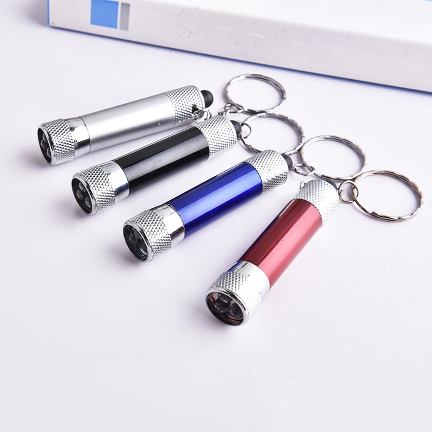 Senter Mini LED Lampu Keras dengan Baterai Gantungan Kunci Tidak Termasuk, Senter Darurat Portabel untuk Berkemah, Mendaki, Berburu