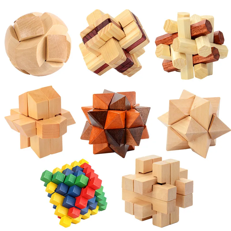 

Funny Gift Kong Ming Luban Lock Chinese Traditional Educational Toy Unique 3D Wooden Puzzles Classical Intellectual Wooden Cube