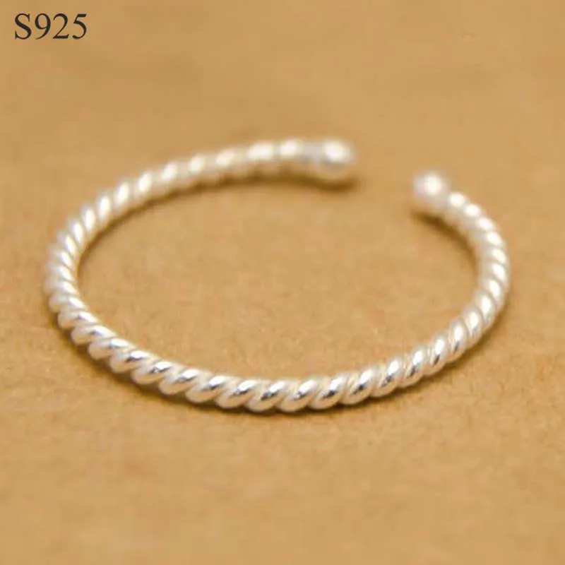 

Genuine Real Pure Solid 925 Sterling Silver Rings for Women Jewelry Twist Fashion Adjustable Female Finger Ring Party Bague
