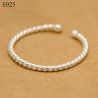 Genuine Real Pure Solid 925 Sterling Silver Rings for Women Jewelry Twist Fashion Adjustable Female Finger Ring Party Bague