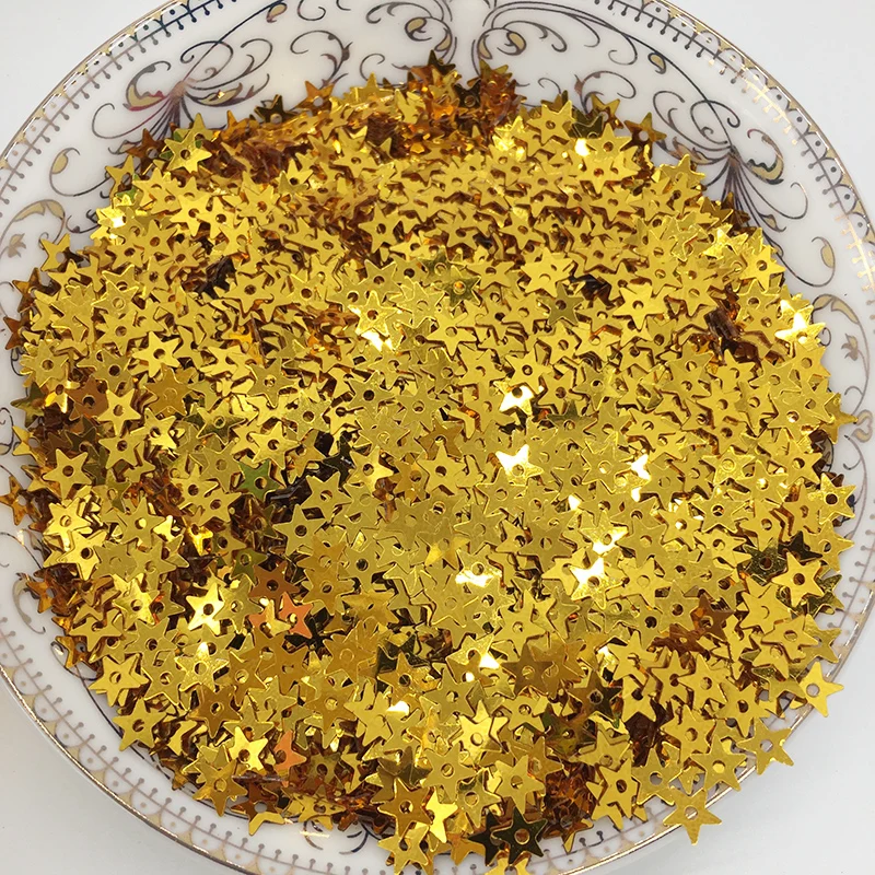 LNHOME 50g/Lot 5mm Star Gold Sequins Shining Small PVC Paillette Loose Flat  Garment Accessories Halloween Christmas Sequins