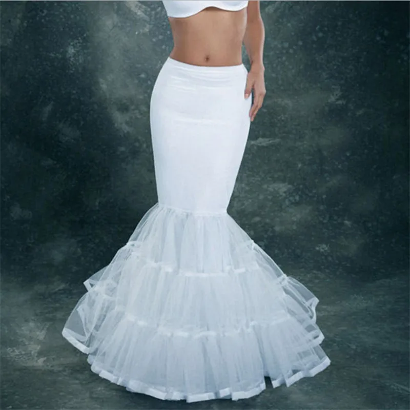 In Stock New Ball Gown White Mermaid Petticoat For Wedding Dress Hoops Crinoline Slip Underskirt