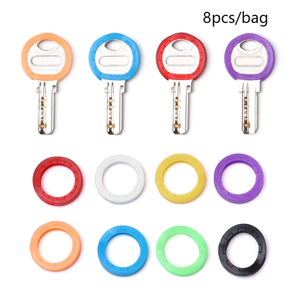 8pc/set Random Colors Hollow Silicone Key Cap Covers Topper key holder Keyring Rings Key Case Bag Organizer Wallets