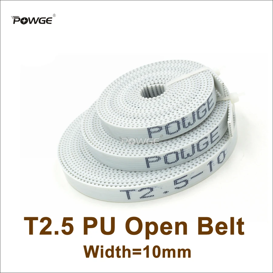 

POWGE 50meters T2.5 PU Open-Ended Timing Belt T2.5-10 Width=10mm T2.5 10 Belt Fit T2.5 Timing Pulley For 3D Printer CNC RepRap