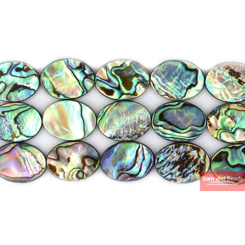 High Quality Flat Oval Abalone Shell Beads for Jewelry Making Strand 7.5\