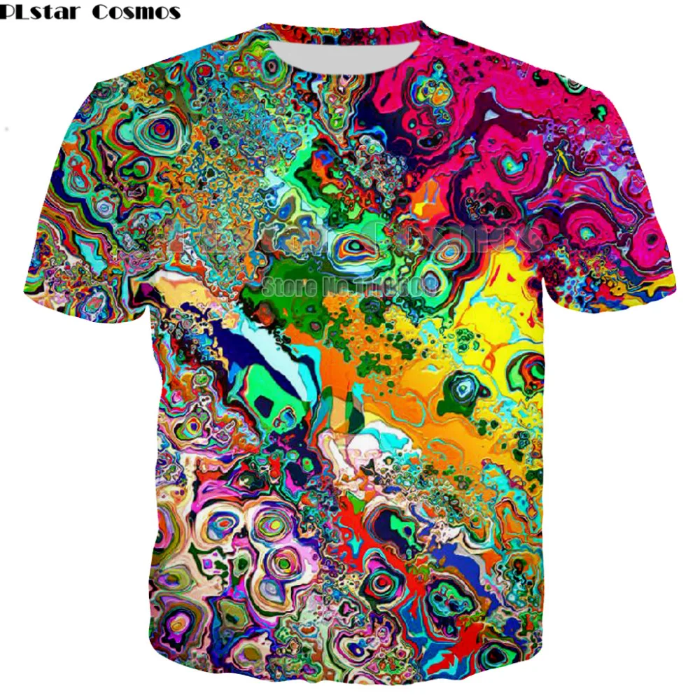 PLstar Cosmos t shirt uomo donna 3d stampato colorato Trippy estate top abiti di moda hip hop stampato elefano psichedelico Tees