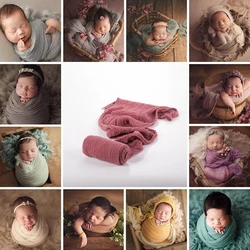 Stretch Baby Fotografie Rekwisieten Deken Wraps Biologisch Katoen Wrap Zacht Zuigeling Pasgeboren Foto Wraps Doek Accessoires 40*180Cm