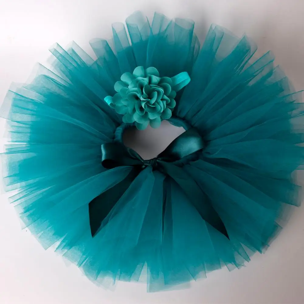 Solid Baby Girls Fluffy Tutu Skirt & Headband Set Newborn Photo Prop Costume Infant Birthday Tulle Tutus For 0-12M