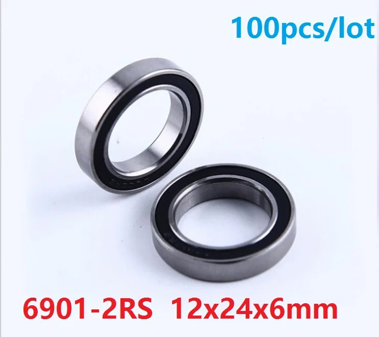 100pcs/lot 6901RS 6901-2RS 6901 ball bearing 12*24*6 Deep Groove Ball Bearing 12x24x6 mm RS 2RS