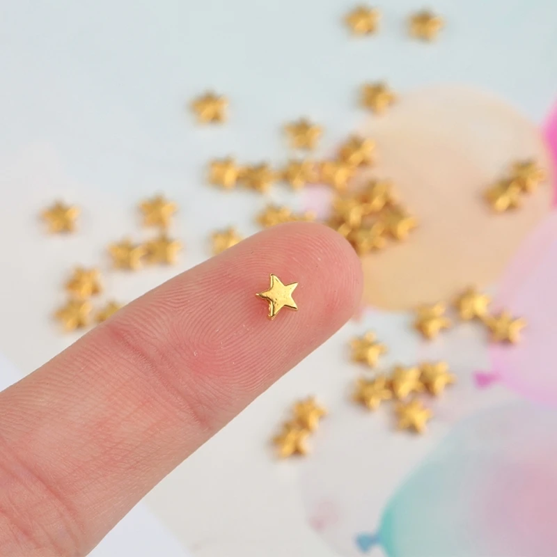 10PCS 925 Sterling Silver Beads Soild Silver Gold Color Pentagram Beads Loose Spacer Silver Star Beads for Bracelet Jewelry DIY