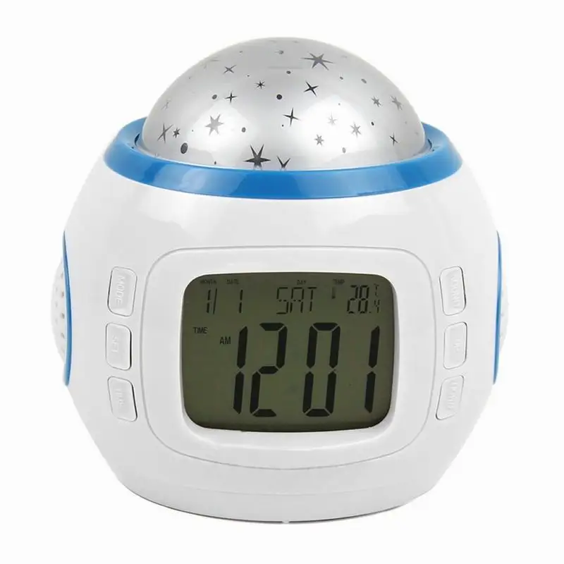 Children Baby Room Sky Star Night Light Projector Lamp Bedroom Music Alarm Clock Alarm Calendar Clock