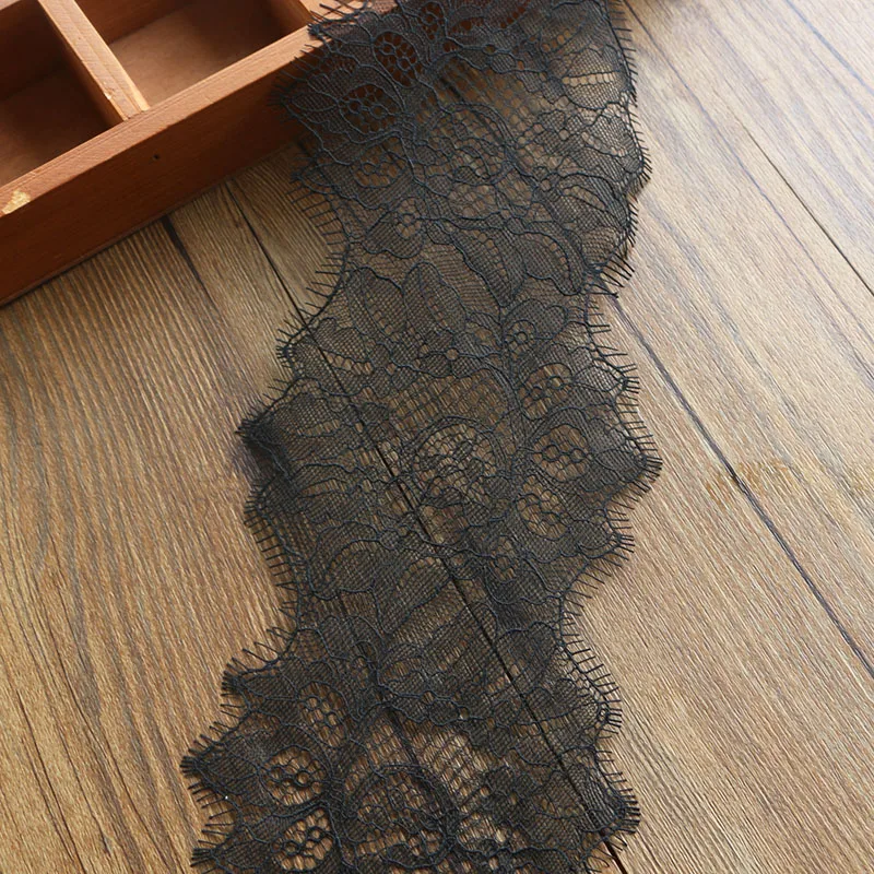 3meters/lot 13cm Width Fashion High Quality Handmade DIY Black Eyelash Lace Trimming, lace fabric