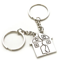1pair New Couple I LOVE YOU Lovers Keychain Warm House Type Couple Key Chain Souvenirs Valentine's Day Gift Built With Love Home