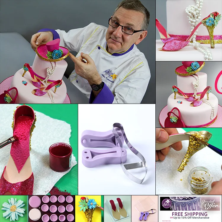 Fondant gum paste shoe cake topper molds Women high heels shoe cutter