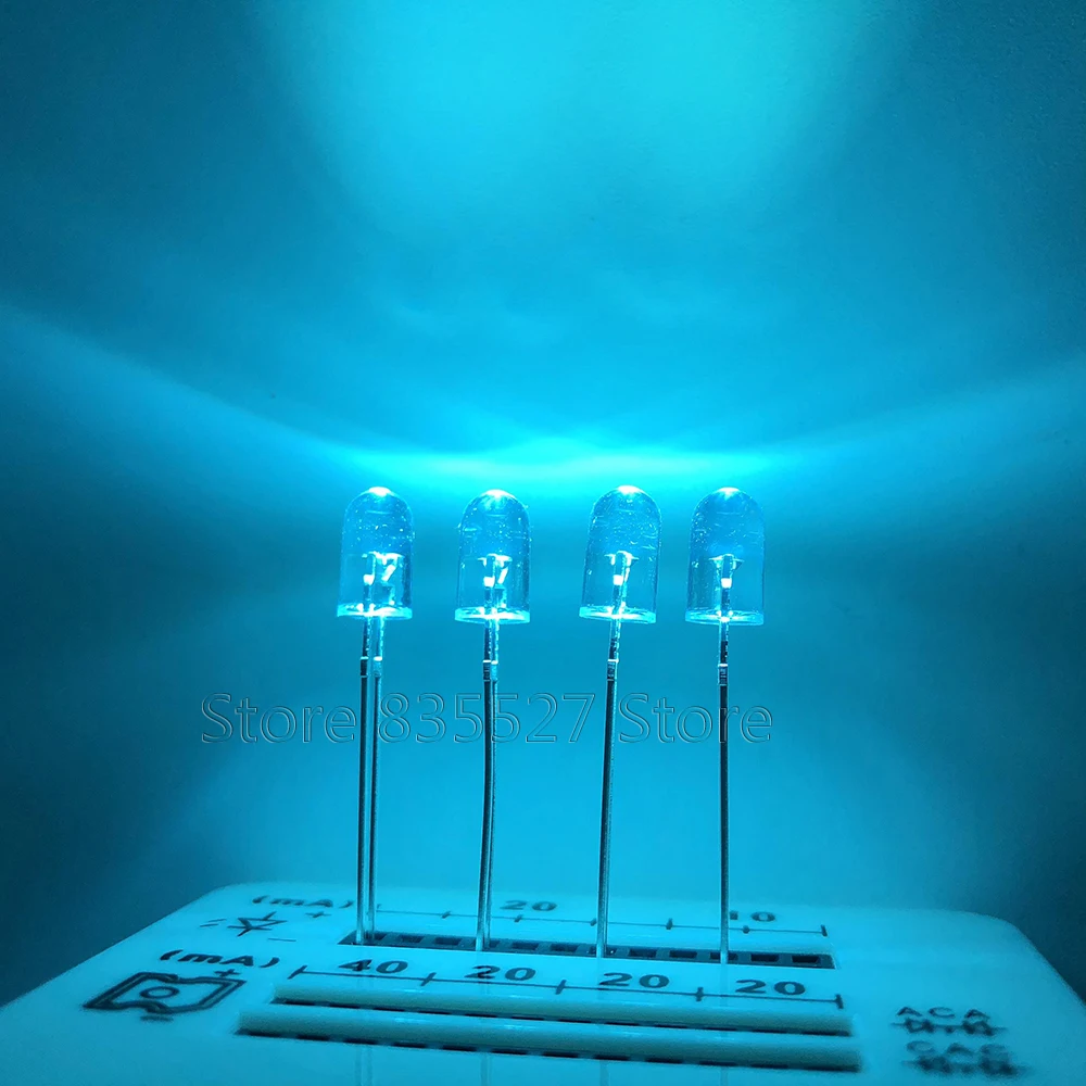 100PCS F5 5MM round light ice blue sky blue Endless LED light-emitting diodes water clear DIP Mechanical keyboard refitting lamp