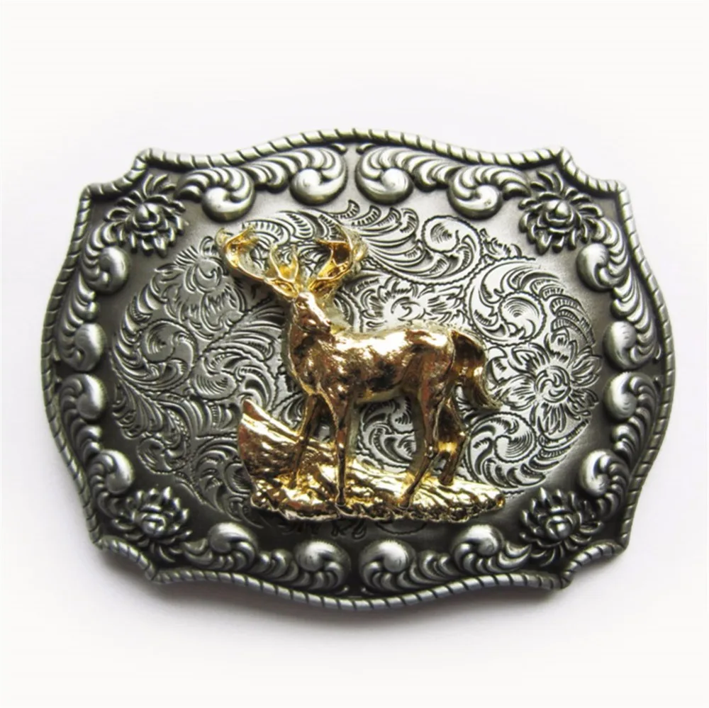 JEAN'S FRIEND New Western Cowboy Rodeo Deer Double Color Belt Buckle also Stock in US BUCKLE-WT134