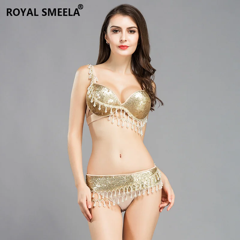 Belly dancing bra and belt 2pcs Set Golden belly dance costume set Women Sexy Dancewear Bellydance Clothes belly dancer outfit