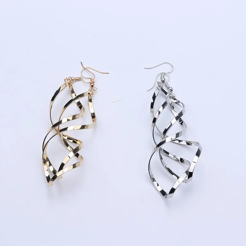 Geometric Earrings for Women Gold Silver Spiral Earrings Hiphop Rock Punk Party Jewelry Statement Earring 2019 Fashion Elegant