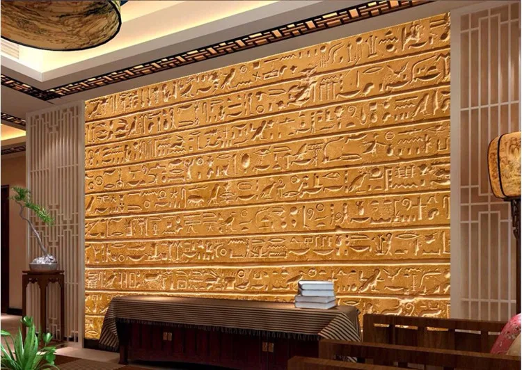 

Custom Mural Wallpaper Any size 3D Egyptian relief stone tablet writing living room background wall painting