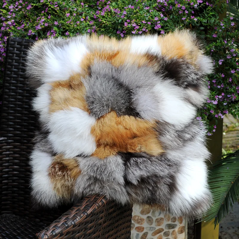 CX-D-96B New Products Silver Fox Fur Red Fox Fur Sofa Cushion Cover