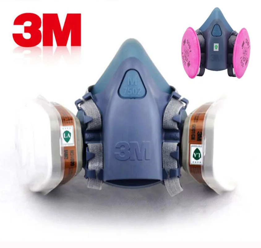 3M 7502 Painting Spraying Gas Mask Chemcial Safety Work Gas Mask Proof Dust Facepiece Respirator Mask With 3M Filter