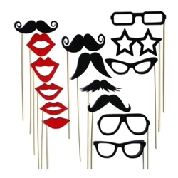 15pcs Photo Booth Props Funny Single Kid DIY Red Lips Black Paper Beard Frame On A Stick Wedding Favor Brithday Party Supplies