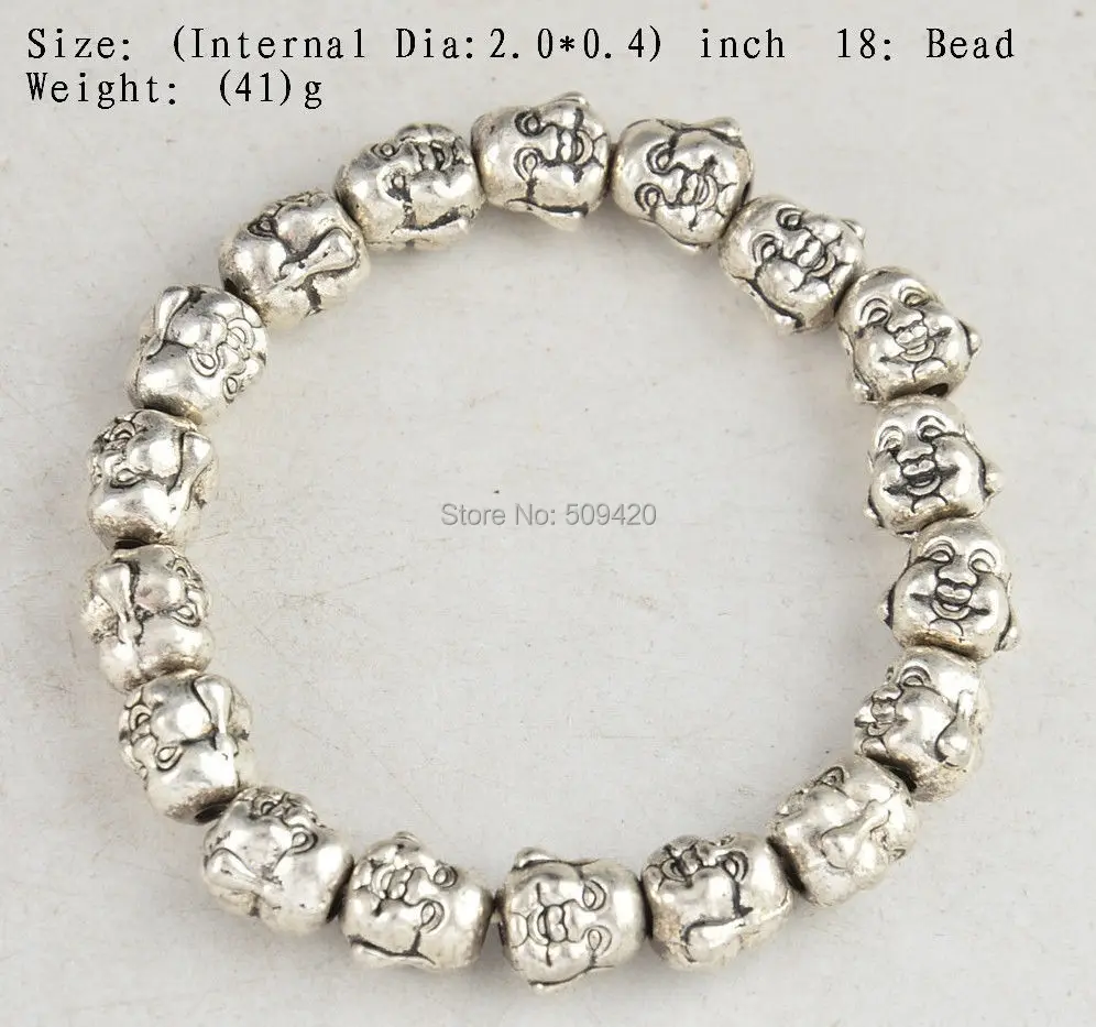 XFS223 10pcs TIBET SILVER PLATED BUDDHA HANDWORK OLD FIRE BUDDHISM 18 BEADS PRAYER BRACELET