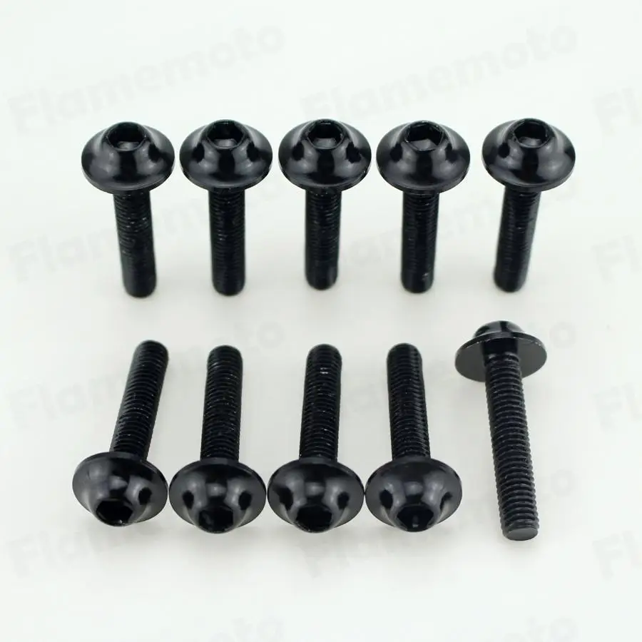 10pcs Motorcycle Bolts Screw Black Aluminum adornment 5 x 25mm