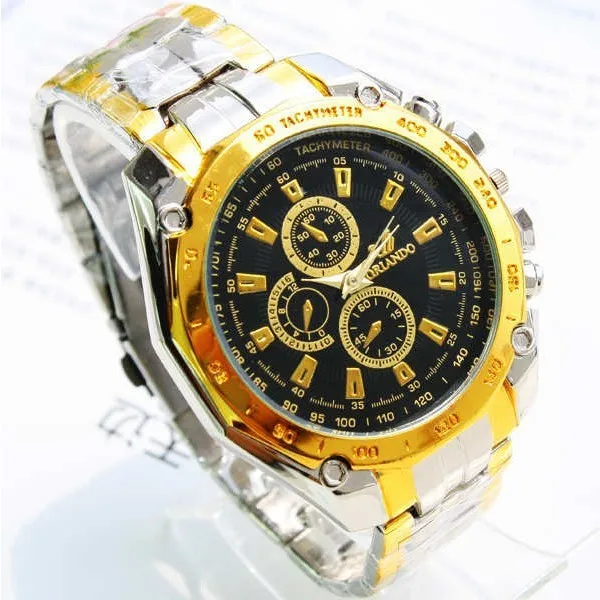 Orlando Luxury Brand Men Watches Luxury Gold Watches Men Stainless Steel Quartz Wristwatches Relogio Masculino Heren Horloge