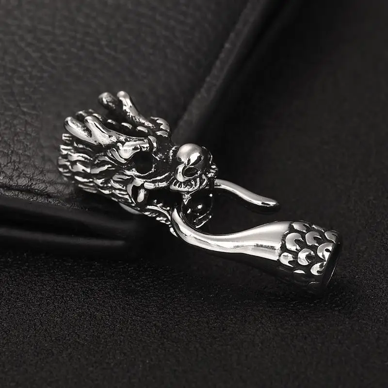 Men Stainless Steel Dragon Head Clasps Hooks Cords End Caps Clasps Hook for Leather Cord Bracelet Connector DIY Jewelry Findings