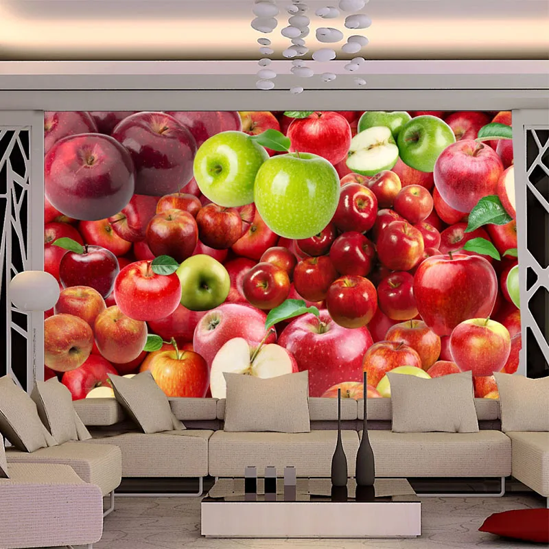 Papel tapiz 3D fruta fresca manzana telón De fondo Mural cocina restaurante última decoración creativa moderna Papel tapiz Papel De pared 3D