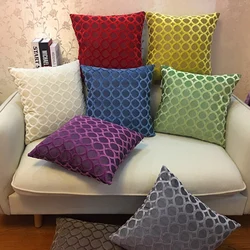 Chenille Flocking Pillow Case Cushion Cover Grey Yellow Purple Red Green Coffee  Circle Home Decorative Pillow Cover 45x45cm