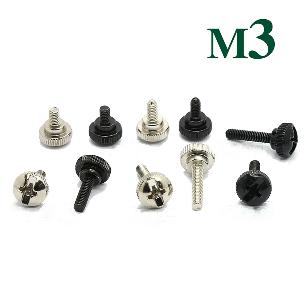 

Nickel/Black Zinc Plated Phillips Hand Knurl Step High Head Hand Tighten Adjust Screw Bolts Thumb Curtain Wall Glass Lock Screw