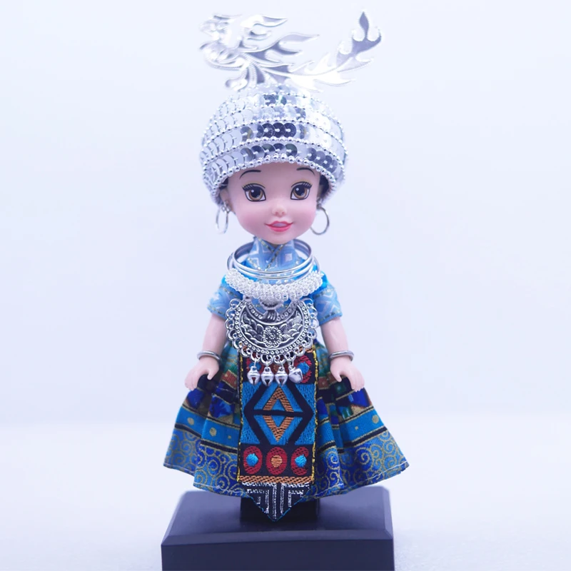 

Chinese Miao Nationality Doll Minority Decoration Guizhou Handicrafts Cloth Silica Gel Living Room Decoration Best Gift