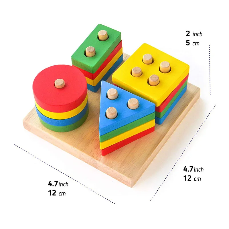 3D Puzzles Wooden Stacking Toys for Toddlers Montessori Materials Geometry Puzzle Educational Toys For Baby Sorting Nesting Toy