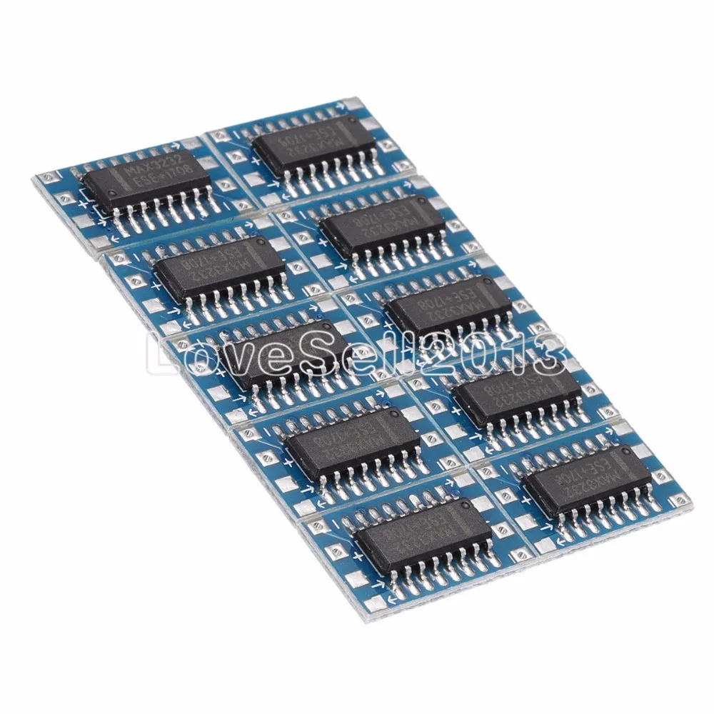 10PCS Serial Port Mini RS232 to TTL Converter Adaptor Module Board MAX3232 115200bps