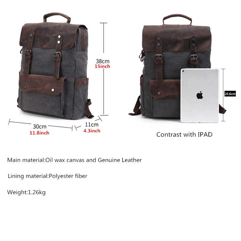 New Hot Europe Canvas Leather Backpacks Men Women 14\