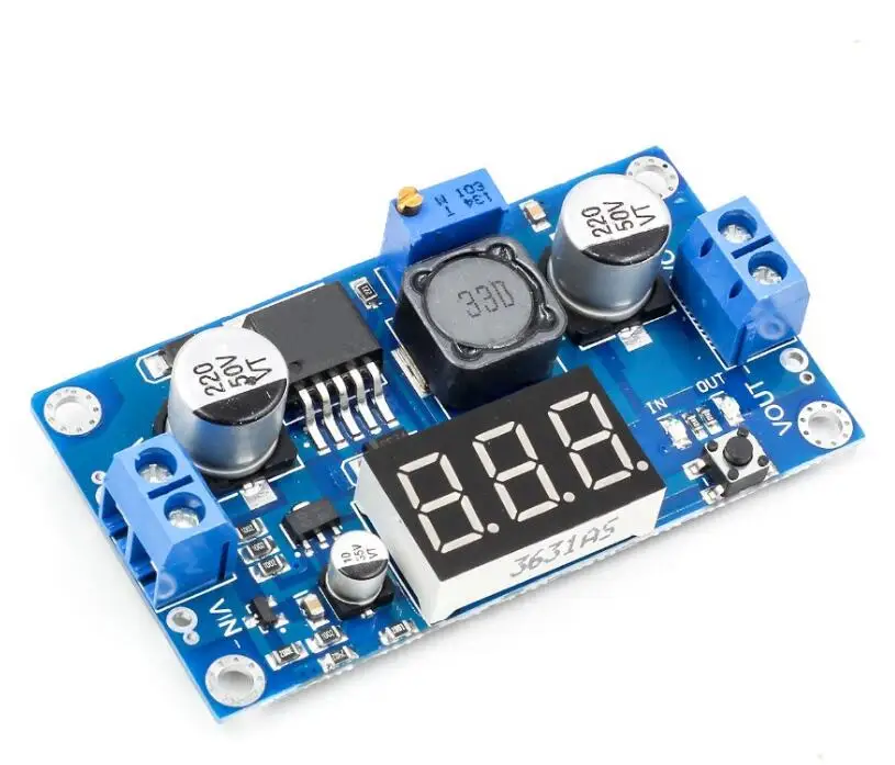 LM2596 Adjustable Voltage Regulated Power Supply Converter DC-DC Step Down Module 12v to 5v, 24v to 12v Buck Voltmeter