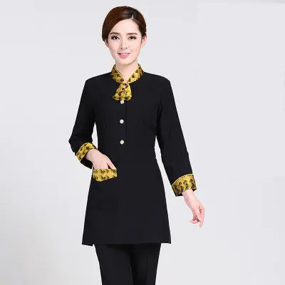 Hotel Waiter Uniform Autumn Winter Cafe Wiatress Uniform Long Sleeve Teahouse Overalls Catering Chef Uniform Work Jacket