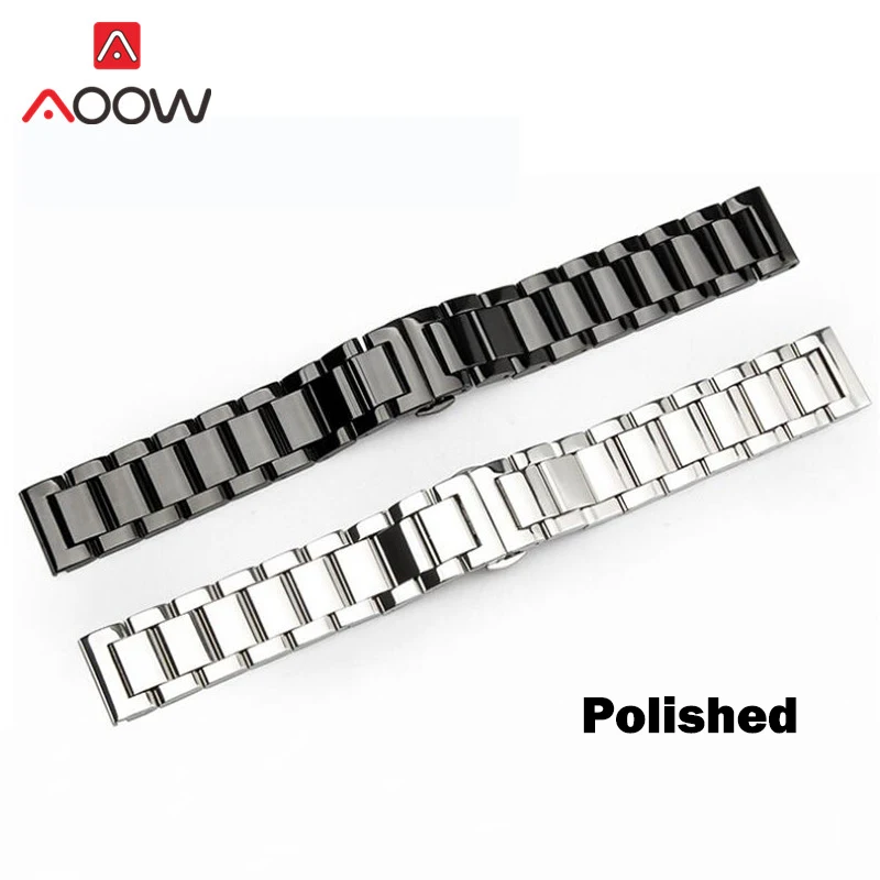 3 Pointer Stainless Steel Watchband 18mm 20mm 22mm 24mm Polished Matte Deployment Buckle Replacement Bracelet Watch Band Strap