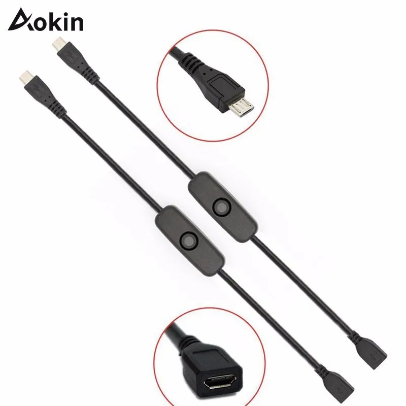 Aokin For Raspberry PI 3 Power Extension Cable USB Cable With ON/OFF Switch Power Control Toggle for Pi 3 Model B+/ B/2/Zero/w