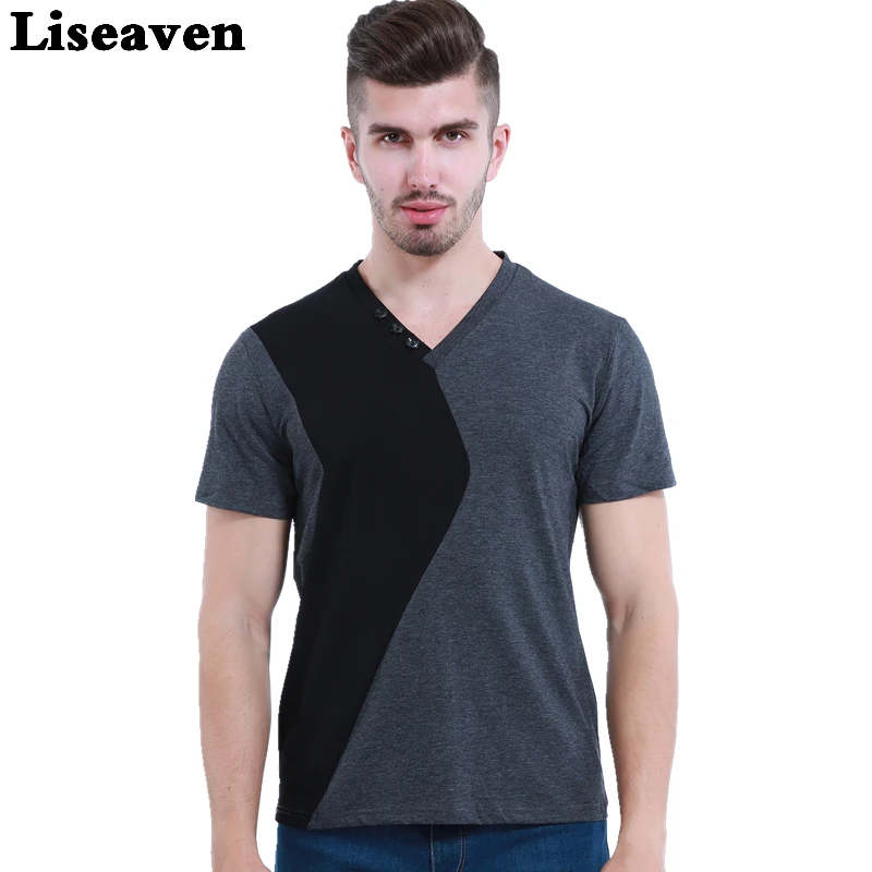 

Liseaven Mens V Neck T-Shirts Luxury Casual Slim Fit Stylish Short Sleeve T Shirt Men T-shirt Men Tops M L XL 2XL 3XL 5XL